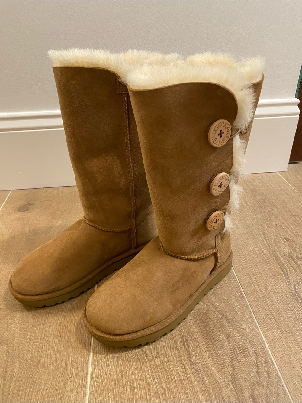UGG Chestnut Button Shearling Mid-Calf Boots